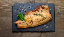 Roasted Trout - Fish Dish, Trout Fillet, Top View 