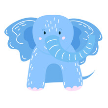 Illustration Of Adorable Cartoon Blue Elephant