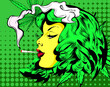 Doodle with girl smoked marijuana joint.