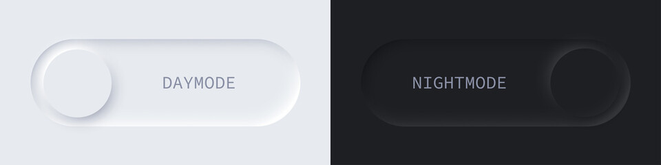 Poster - Daymode and nightmode slide neumorphic buttons set, light day and dark night sliders