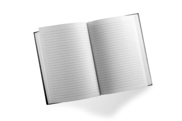 Fototapete - Open lined notebook  isolated on white background in top view, flat lay, copy space, clipping path