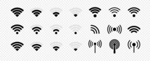 Big Set Wireless And Wifi Icons. Best Collection. Vector Illustration.