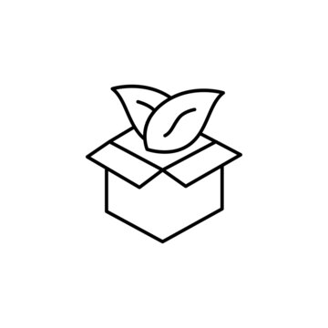 Organic Product Icon in flat black line style, isolated on white background