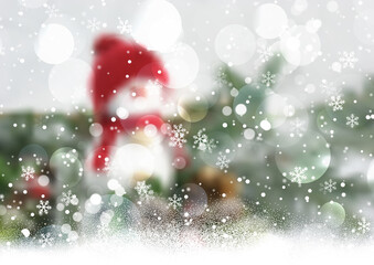 Wall Mural - Defocussed christmas snowman background with snowflake design