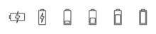 Battery Icons Set. Battery Charging Sign. Battery Charge Level