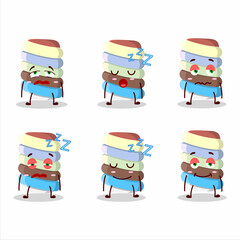 Sticker - Cartoon character of rainbow marshmallow twist with sleepy expression