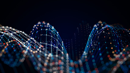 Poster - technology network background concept. global network. big data and cybersecurity. transfer and stor