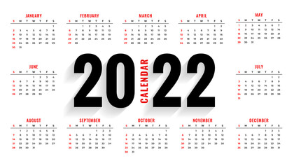 simple 2022 wide calendar template design