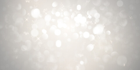 Wall Mural - Merry Christmas and Happy New Year gray background and snowflakes celebration background template with elegant greeting card ribbon