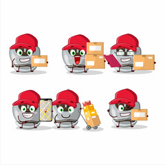 Sticker - Cartoon character design of white sugar candy working as a courier