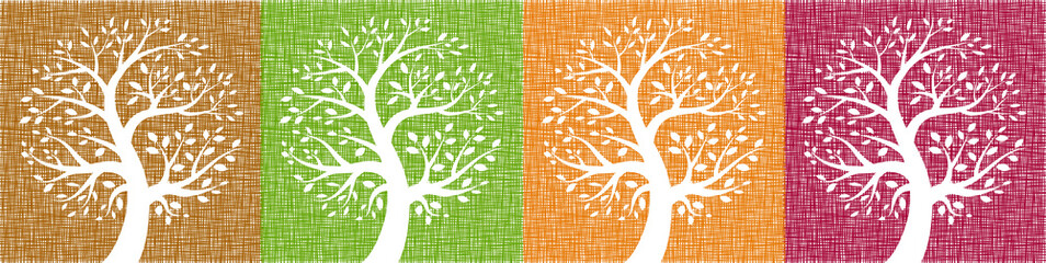 Tree icon set on canvas texture. Vector illustration. Tree logo