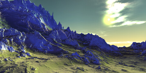 Wall Mural - alien planet. mountain. 3d rendering