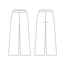 Casual Loose Pants Classic Trousers, Sweatpants Technical Drawing, Outline Template, Sketch. Fabric Trousers With Front, Back View. Vector Flat Illustration