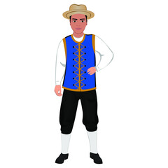 Wall Mural - Men's folk national Barbados costume. Vector illustration