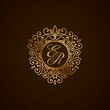 ER initial monogram logo, elegant ornament jewelry, emblem of love shape heart