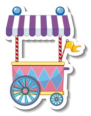 Canvas Print - Sticker template with Ice cream cart isolated