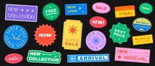 Abstract Background With Cool Sale Stickers. Promo Badges Vector Design. Shopping Labels.