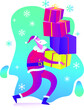 Santa Claus is holding his head with his hands, he remembered something important. Santa's Job. Delivery of gifts. Express delivery of parcels. Express food delivery, online shopping. 