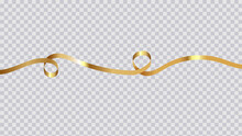 Gold Ribbon On A Transparent Background. Vector Illustration.