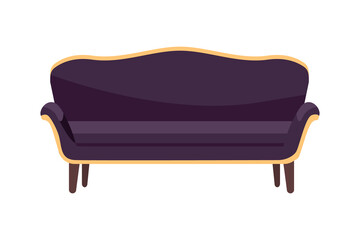 Poster - Elegant antique sofa semi flat color vector object. Realistic item on white. Vintage armchair. Black stylish couch isolated modern cartoon style illustration for graphic design and animation
