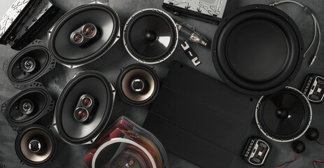 Wall Mural - car audio, car speakers, subwoofer and accessories for tuning.