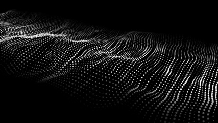 Poster - Wave of particles. Technology background concept dynamic wave Vector illustration. Futuristic point wave.