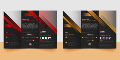 Wall Mural - Abstract Fitness gym trifold brochure template