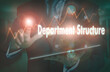 © Duncan Andison - A businessman operating a computer display with a Department Structure business word concept on it.