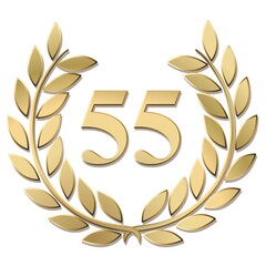 Wall Mural - 3D gold laurel wreath 55 vector isolated on a white background