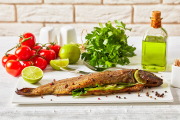 Sticker - whole trout fish baked in an oven