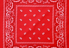 Top View Of Red Bandana With Paisley Pattern As Background