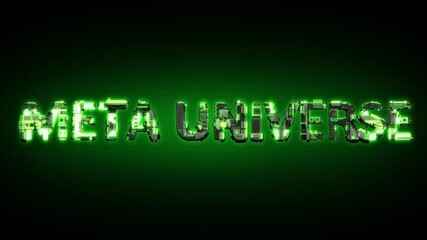 Poster - Meta Universe glowing dark green cyber text on black, isolated - loop video