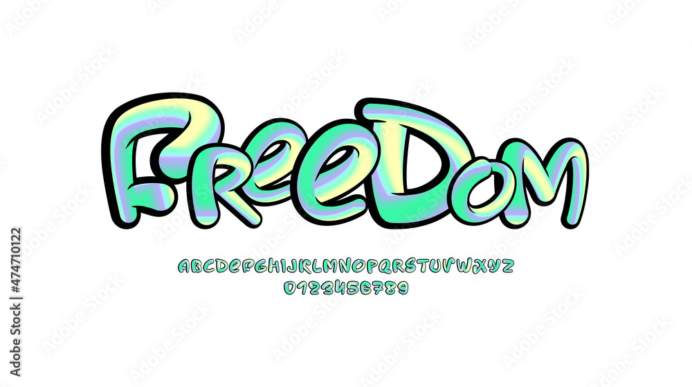 Multi colored cursive font, handwritten script alphabet, calligraphy ...