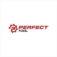 Aufkleber - letter p and wrench logo vector, gear for automotive illustration,motor mechanic design