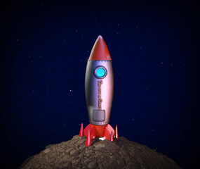 Wall Mural - spaceship landed on the planet. 3d rendering