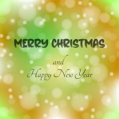 Fototapete - Merry Christmas and Happy New Year text message with defocus lights on a background.