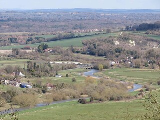 Canvas Print - View of the River Arun meandering though the west Sussex countryside