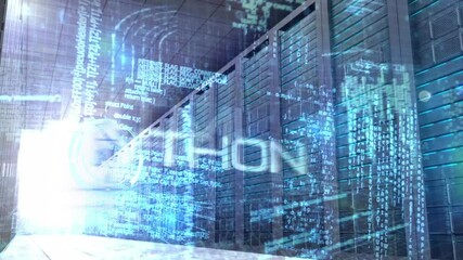 Animation of data processing over server room