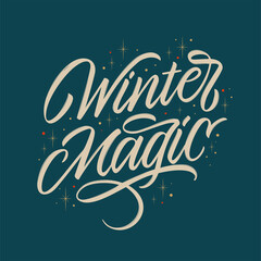 Wall Mural - Winter Magic vector text for the Christmas holiday. Design poster, greeting card, party invitation. Vector illustration.