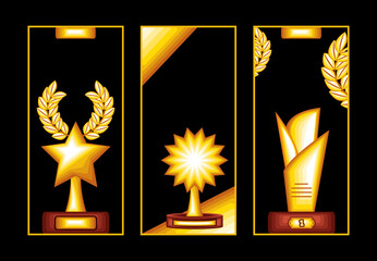 Wall Mural - gold awards black background