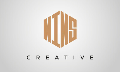 creative polygon NINS letters logo design, vector template