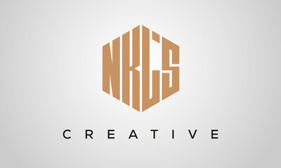 creative polygon NKLS letters logo design, vector template