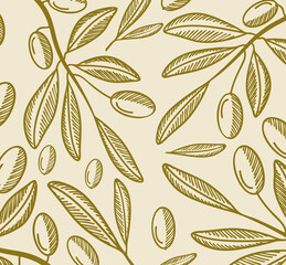 Wall Mural - olive branches engraving pattern