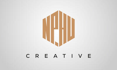 creative polygon NPHU letters logo design, vector template