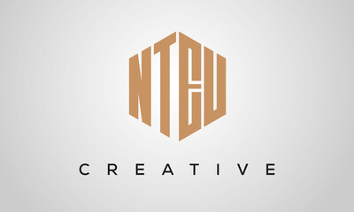 creative polygon NTEU letters logo design, vector template