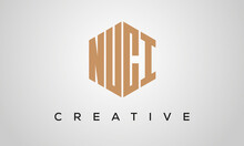 Creative Polygon NUCI Letters Logo Design, Vector Template