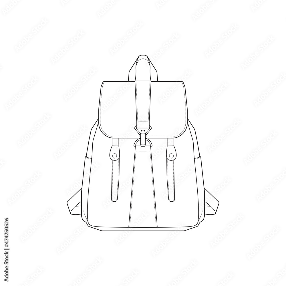 Backpack outline drawing vector, Backpack in a sketch style, trainers ...