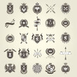 Set of heraldic blazonы, coat of arms, knight and chivalry emblems, shield crest,  heraldry vector