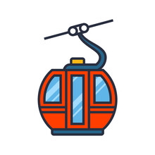 Mountain chairlift cabin icon, modern cableway or ropeway, vector