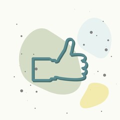 Wall Mural - Hand Thumb Up icon flat. Vector  illustration thumb up on multicolored background.